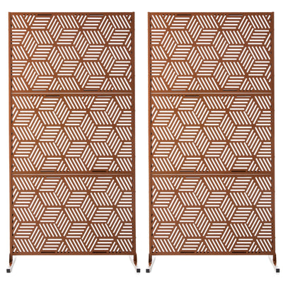 Paravent de confidentialité à 3 panneaux galvanisé à motifs floraux de 6 pieds de Glitzhome