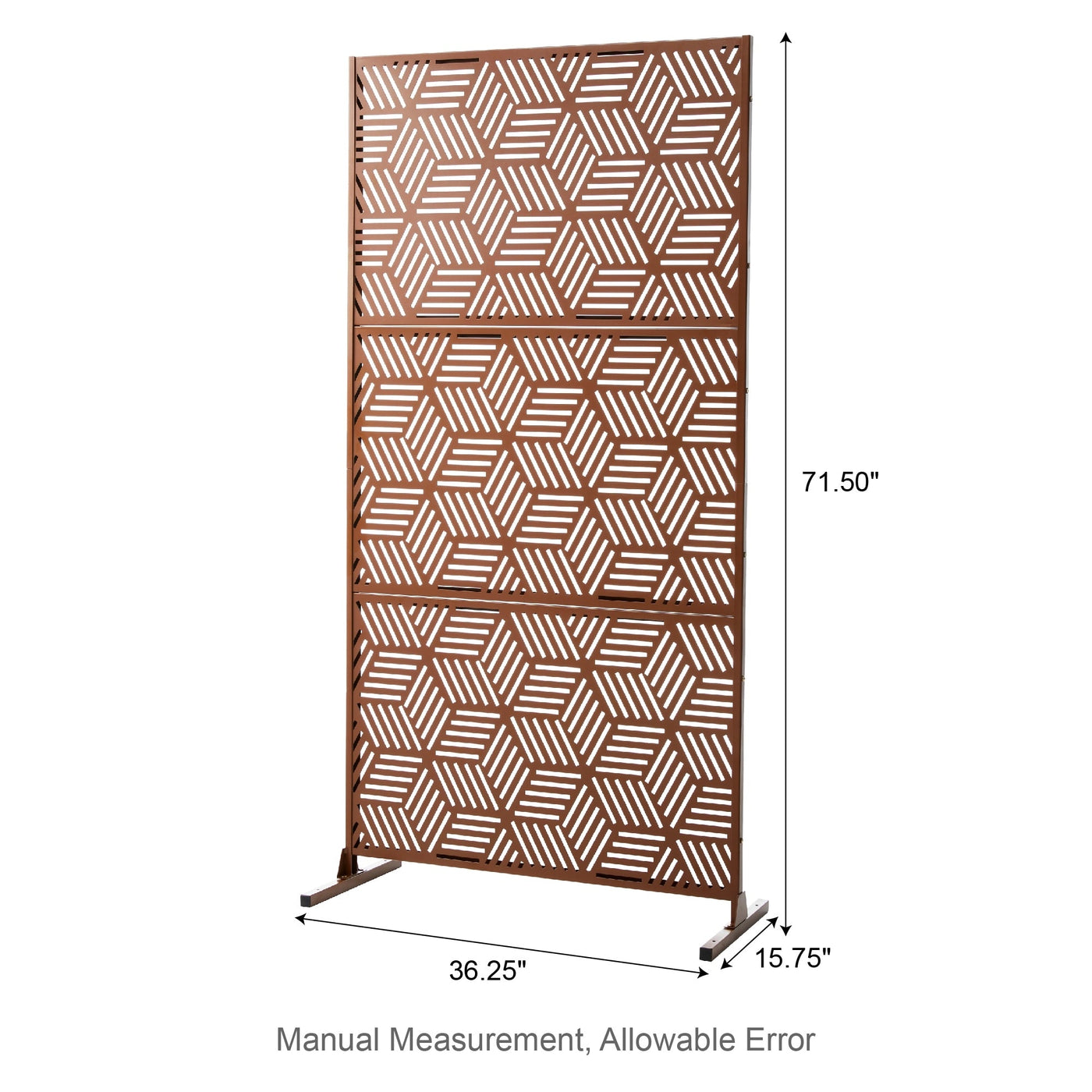 Paravent de confidentialité à 3 panneaux galvanisé à motifs floraux de 6 pieds de Glitzhome