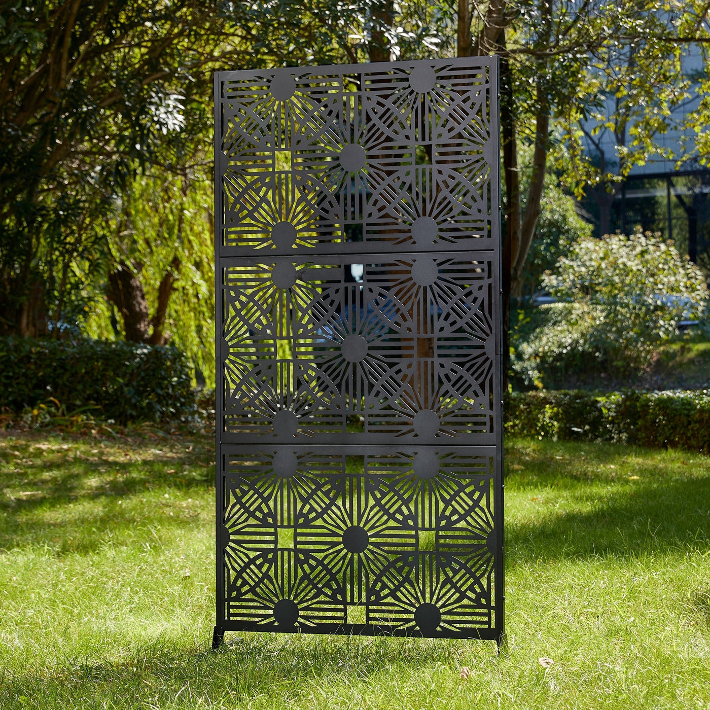 Paravent de confidentialité à 3 panneaux galvanisé à motifs floraux de 6 pieds de Glitzhome