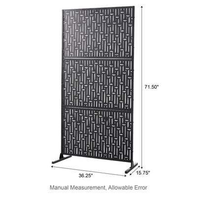 Paravent de confidentialité à 3 panneaux galvanisé à motifs floraux de 6 pieds de Glitzhome