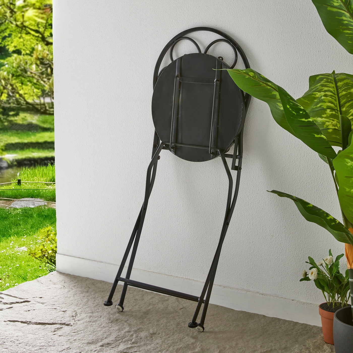 Ensemble bistrot pliant d'extérieur en métal Glitzhome 3 pièces avec table et chaises