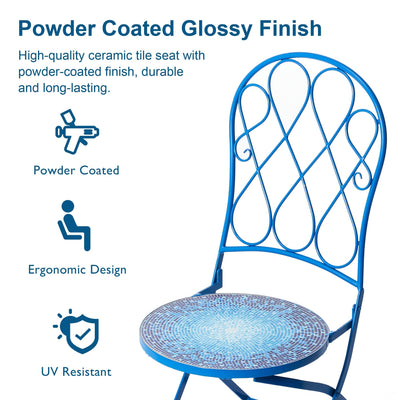 Ensemble bistrot pliant d'extérieur en métal Glitzhome 3 pièces avec table et chaises