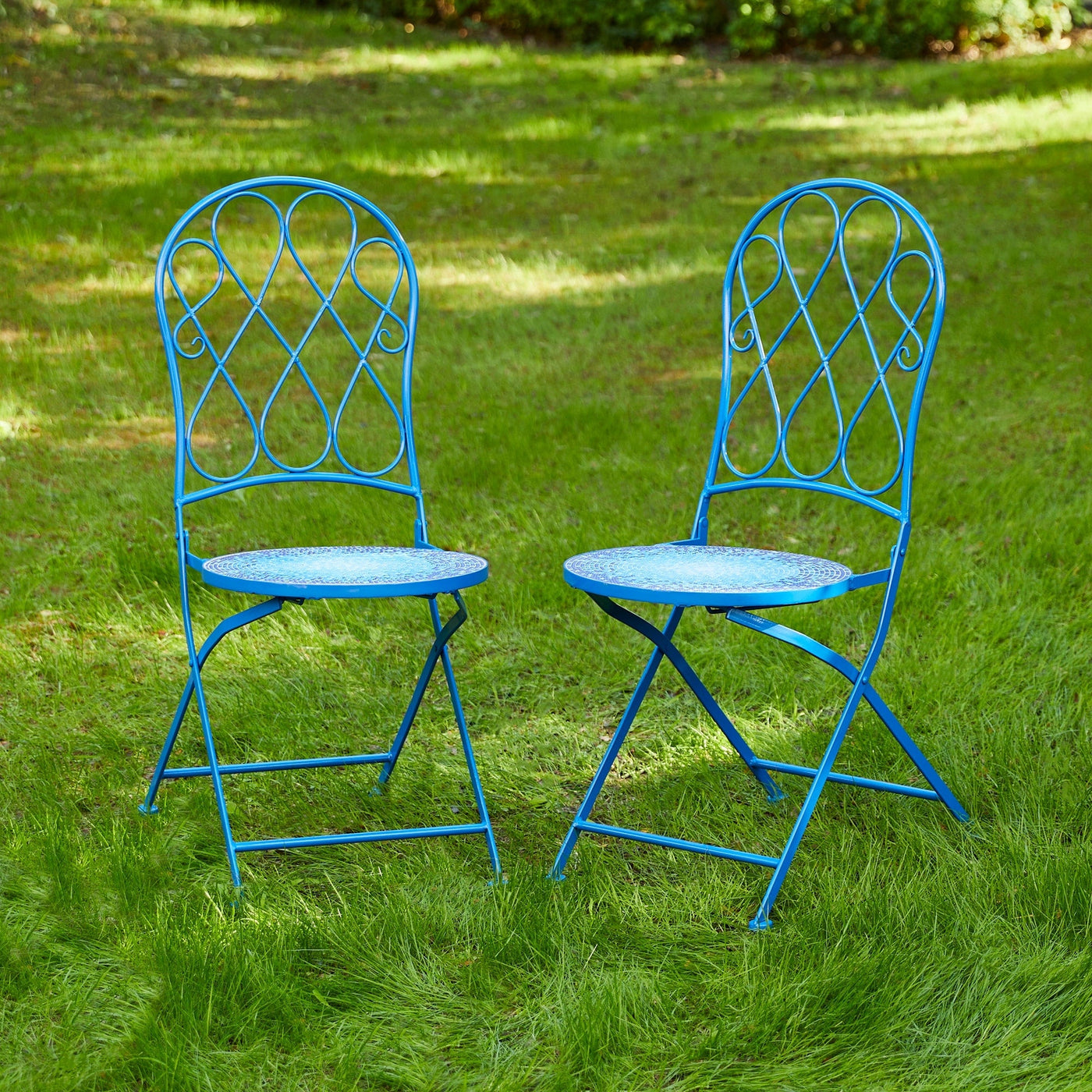 Ensemble bistrot pliant d'extérieur en métal Glitzhome 3 pièces avec table et chaises