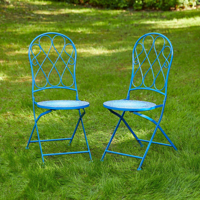 Ensemble bistrot pliant d'extérieur en métal Glitzhome 3 pièces avec table et chaises