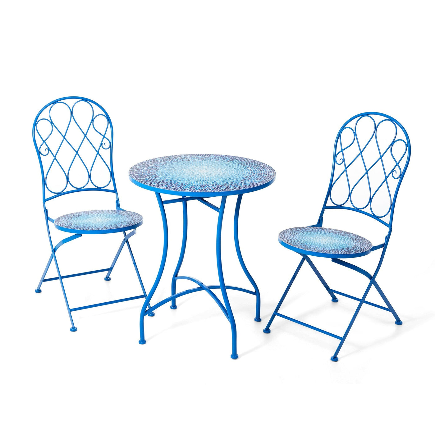 Ensemble bistrot pliant d'extérieur en métal Glitzhome 3 pièces avec table et chaises