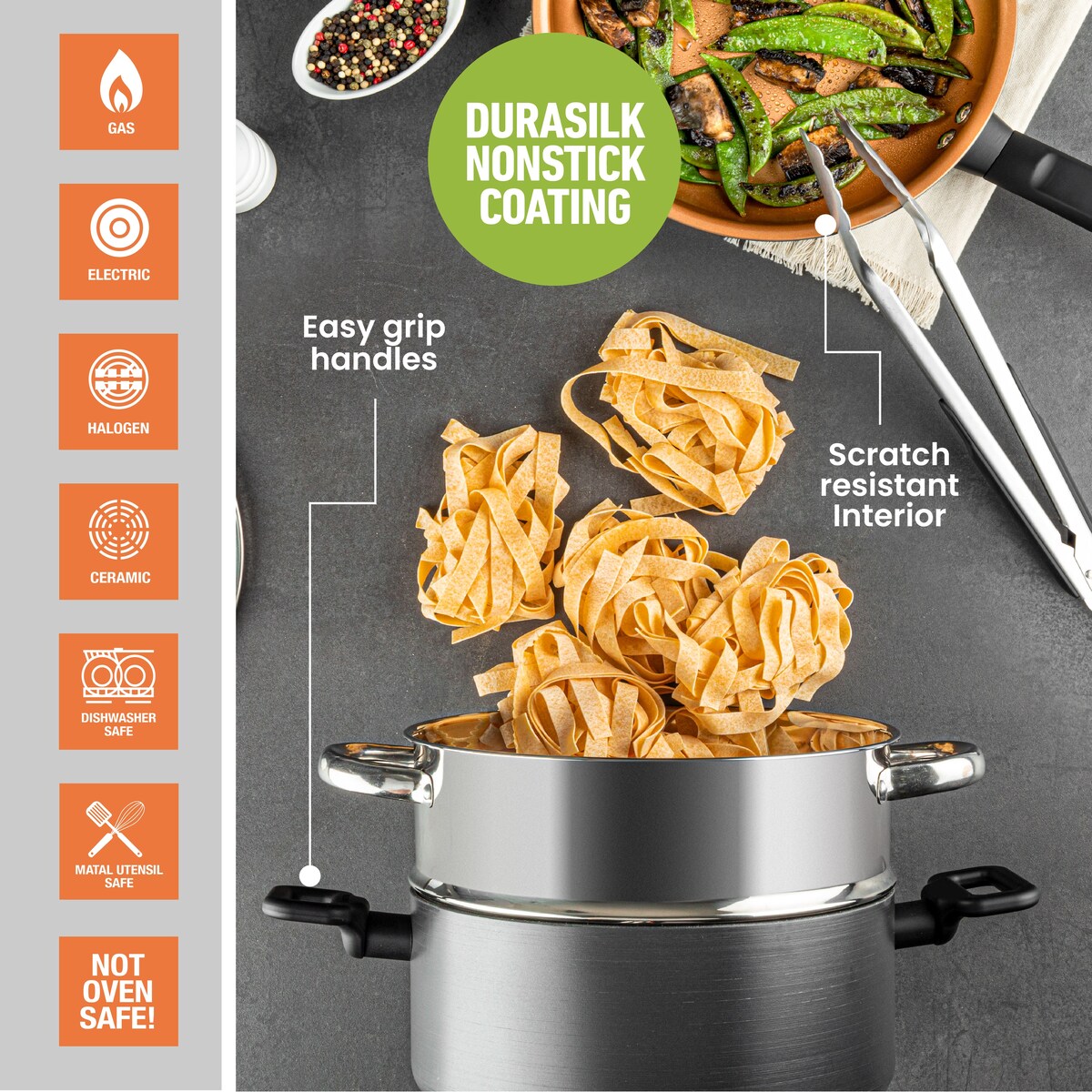 Batterie de cuisine antiadhésive anodisée dure Gotham Steel Pro Premier 10 pièces