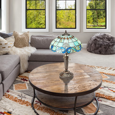 Lampe Tiffany en vitrail Gracewood Hollow Asdreni de 20 pouces - 14 L x 14 l x 20,25 H