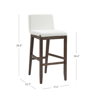 Tabouret de bar moderne Gracie, chaise rembourrée en boucle et pieds en bois brossé
