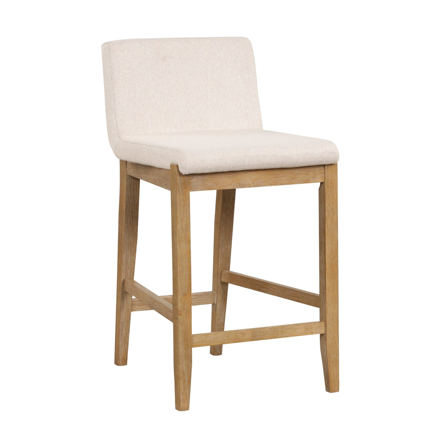 Tabouret de bar moderne Gracie, chaise rembourrée en boucle et pieds en bois brossé