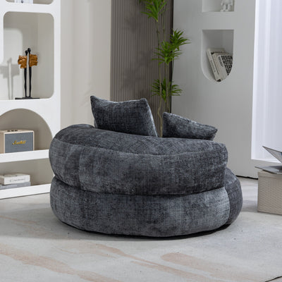 Canapé poire simple gris surdimensionné en chenille de 42,52 pouces avec trois oreillers pour chambre à coucher