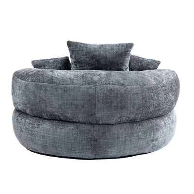 Canapé poire simple gris surdimensionné en chenille de 42,52 pouces avec trois oreillers pour chambre à coucher