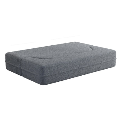 Canapé-lit convertible en tissu Teddy gris 78 pouces, garni de mousse, avec 2 oreillers et matelas pliant pour le salon