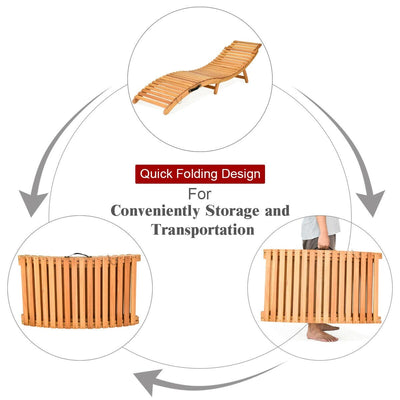 Chaise longue pliante d'extérieur Gymax 2 pièces en eucalyptus avec - Voir les détails
