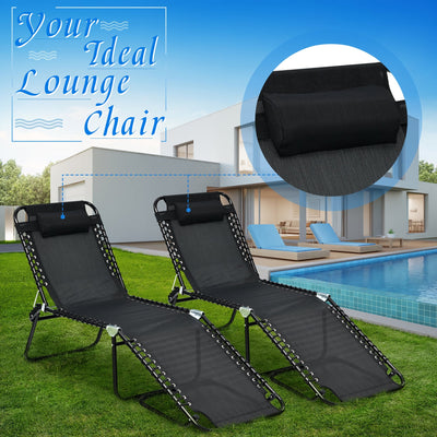 Chaise longue de plage pliante Gymax avec oreiller, 4 niveaux