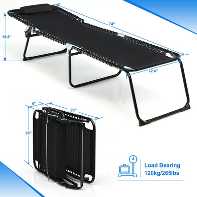 Chaise longue de plage pliante Gymax avec oreiller, 4 niveaux