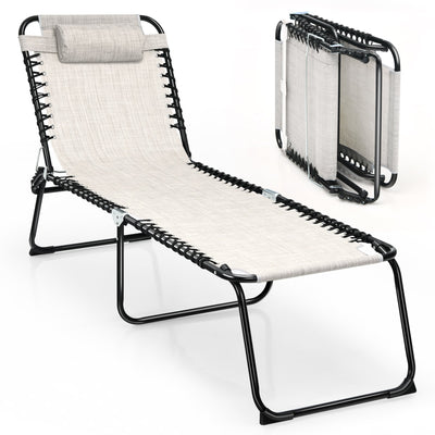 Chaise longue de plage pliante Gymax avec oreiller, 4 niveaux