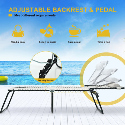 Chaise longue de plage pliante Gymax avec oreiller, 4 niveaux