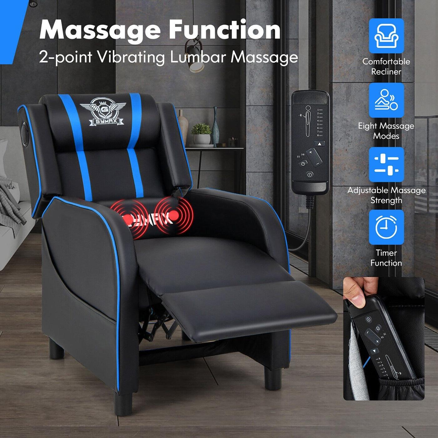 Fauteuil de massage inclinable Gymax en cuir synthétique