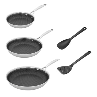 Ensemble de 3 poêles à frire HENCKELS Paradigm avec spatule et cuillère de service en prime - 5 pièces