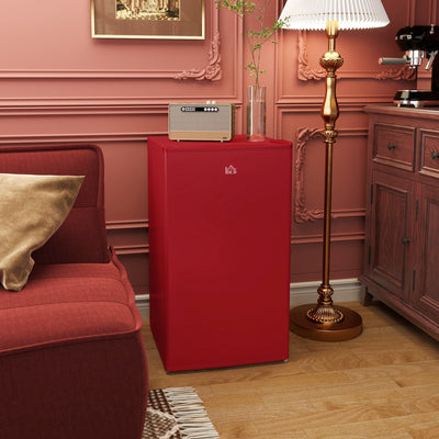 Mini-réfrigérateur compact HOMCOM de 3,2 pi³ avec congélateur, porte simple et thermostat réglable pour chambre à coucher