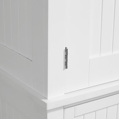 HOMCOM 72 Armoire de cuisine indépendante traditionnelle avec portes et 3 étagères réglables, blanc