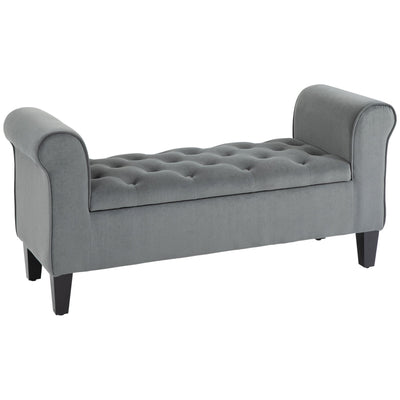 Banc ottoman de rangement capitonné à boutons HOMCOM, banc de lit rembourré avec accoudoirs roulés pour chambre, salon ou couloir