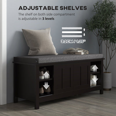 Banc à chaussures d'entrée HOMCOM avec rangement ottoman et étagères réglables, 6 compartiments et assise rembourrée, blanc/gris