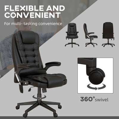 Fauteuil de bureau massant et vibrant HOMCOM à dossier haut avec 6 points de vibration, beige