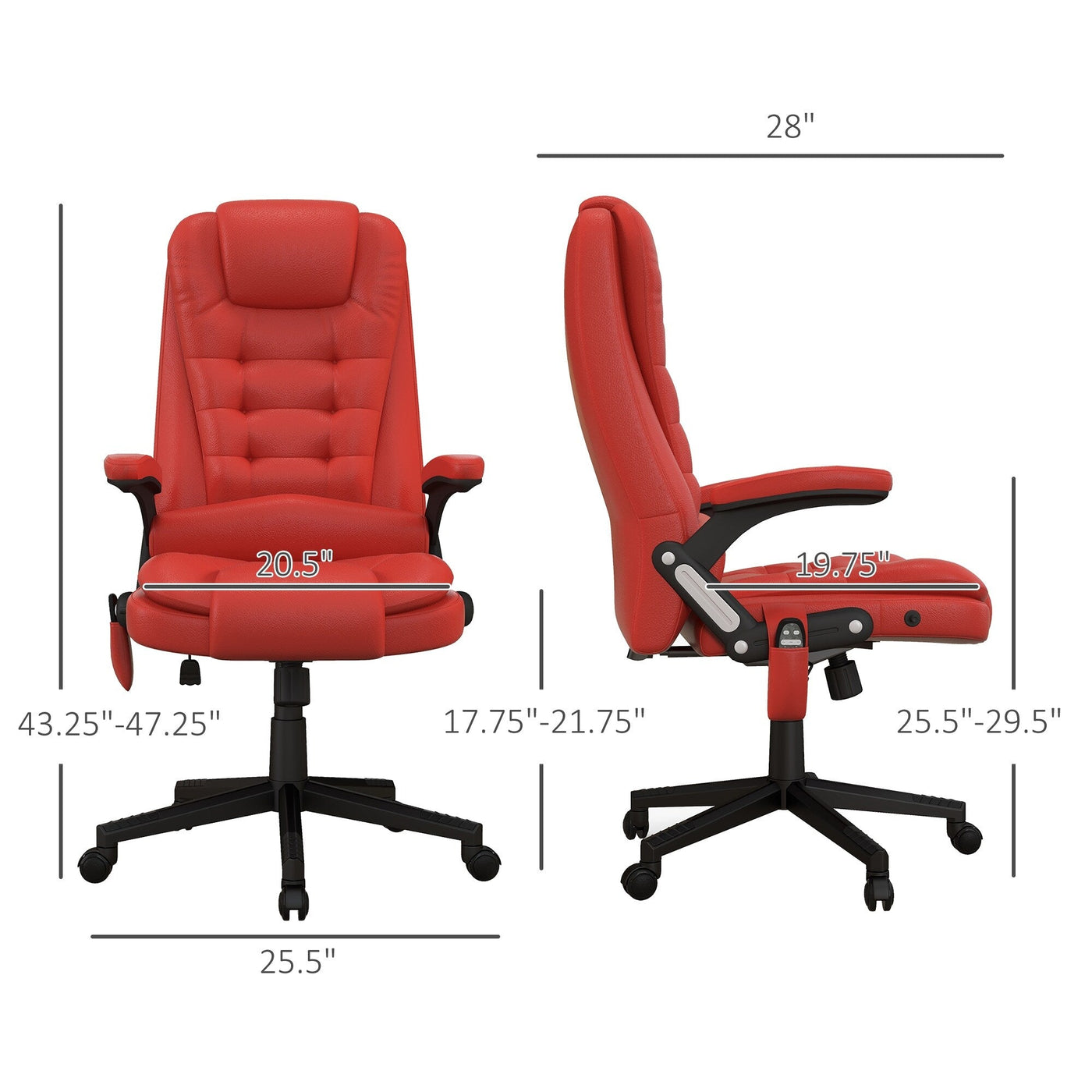 Fauteuil de bureau massant et vibrant HOMCOM à dossier haut avec 6 points de vibration, beige