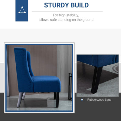 Canapé double capitonné sans accoudoirs en tissu lin HOMCOM avec pieds en bois - 28,75 x 43,25 x 36,5 cm