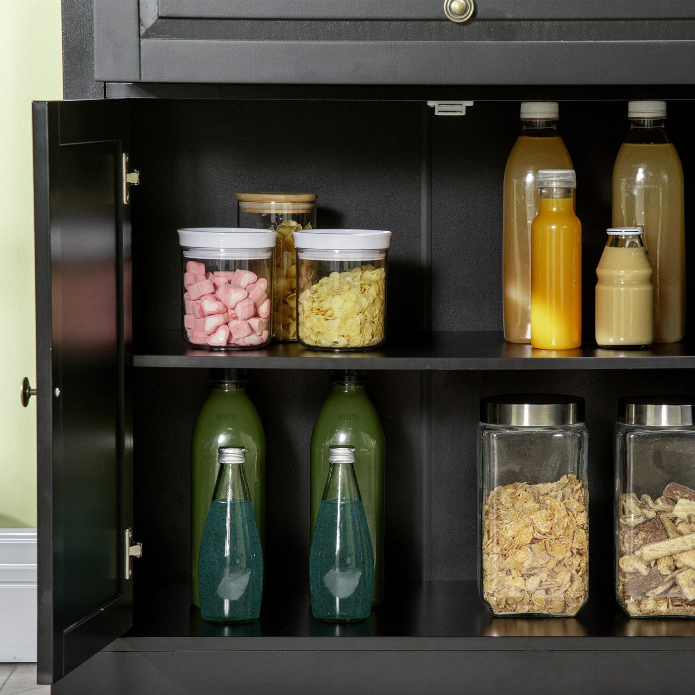 Buffet moderne HOMCOM avec placards de rangement, 2 tiroirs et étagères réglables, noir