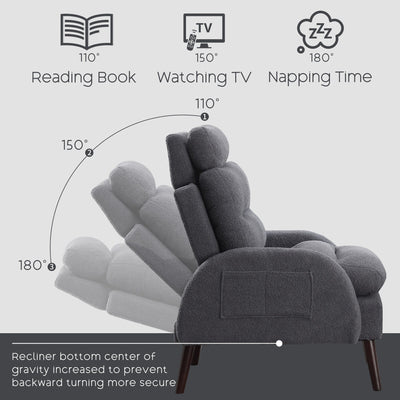 Fauteuil d'appoint HOMYKA avec dossier réglable et pouf de rangement