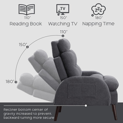 Fauteuil d'appoint HOMYKA avec dossier réglable et pouf de rangement