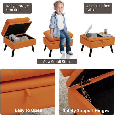 Fauteuil d'appoint HOMYKA avec dossier réglable et pouf de rangement