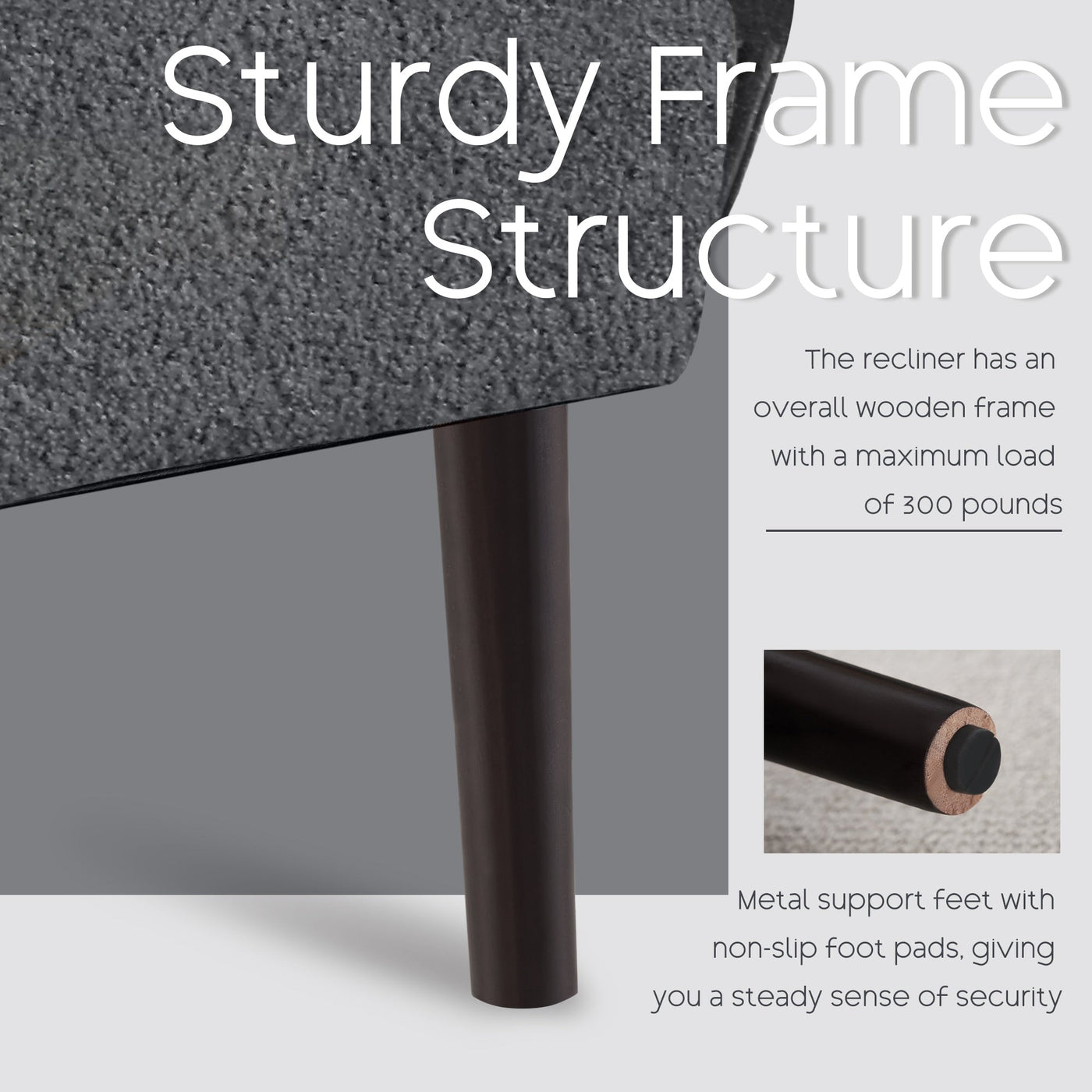 Fauteuil d'appoint HOMYKA avec dossier réglable et pouf de rangement