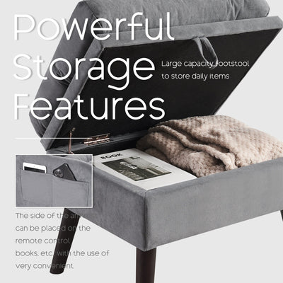 Fauteuil d'appoint HOMYKA avec dossier réglable et pouf de rangement