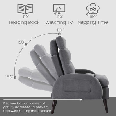 Fauteuil d'appoint HOMYKA avec dossier réglable et pouf de rangement