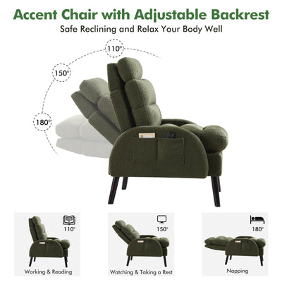 Fauteuil d'appoint HOMYKA avec dossier réglable et pouf de rangement