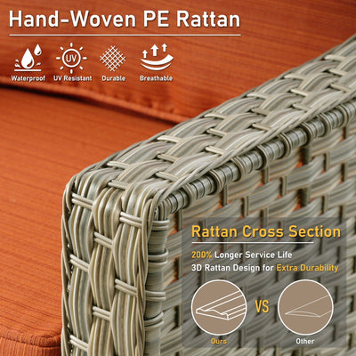 Ensemble de 2 chaises de patio d'extérieur en rotin et osier à dossier haut HOOOWOOO