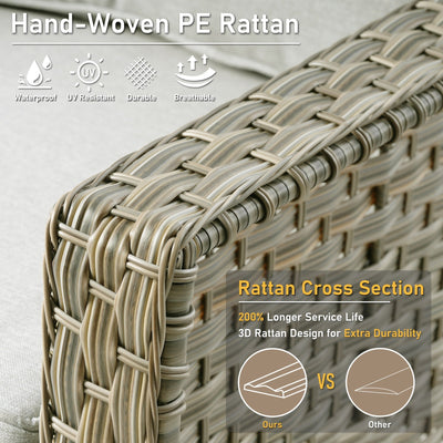 Ensemble de 2 chaises de patio d'extérieur en rotin et osier à dossier haut HOOOWOOO