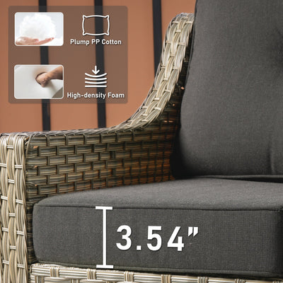 Ensemble de 2 chaises de patio d'extérieur en rotin et osier à dossier haut HOOOWOOO