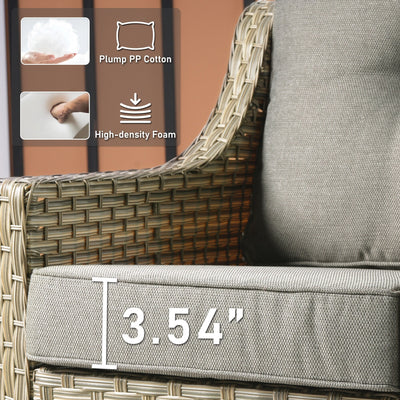 Ensemble de 2 chaises de patio d'extérieur en rotin et osier à dossier haut HOOOWOOO