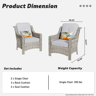 Ensemble de 2 chaises de patio d'extérieur en rotin et osier à dossier haut HOOOWOOO