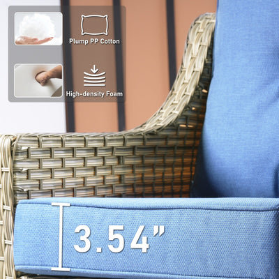 Ensemble de 2 chaises de patio d'extérieur en rotin et osier à dossier haut HOOOWOOO