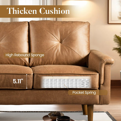 Canapé 3 places rembourré HOOOWOOO Mid-Century avec pieds en bois pour salon