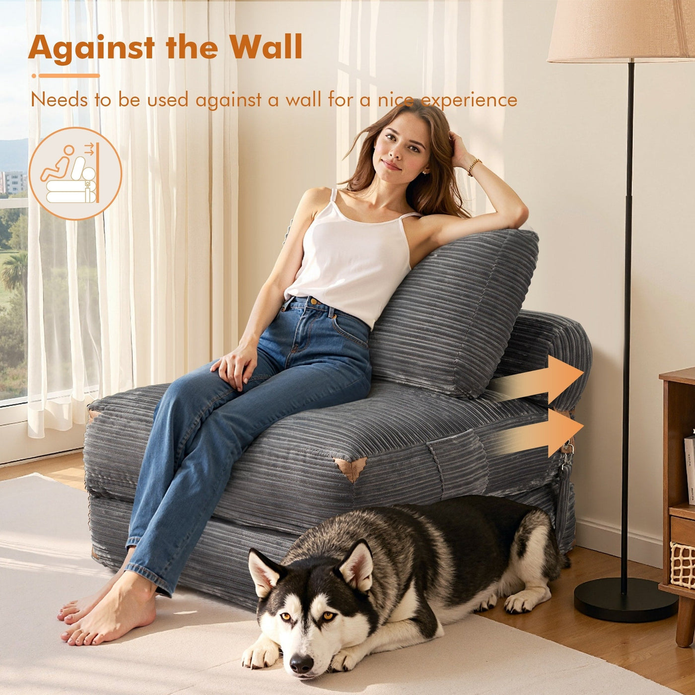 Canapé pliant moderne en velours côtelé HOOOWOOO