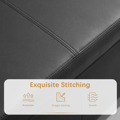 Pouf de rangement rectangulaire rembourré 50,3 x 17,50 x 18 po - Similicuir