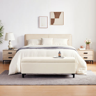 Pouf de rangement rectangulaire rembourré 50,3 x 17,50 x 18 po - Similicuir