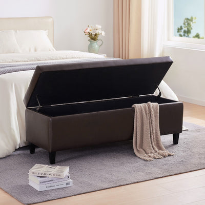 Pouf de rangement rectangulaire rembourré 50,3 x 17,50 x 18 po - Similicuir