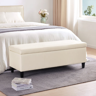 Pouf de rangement rectangulaire rembourré 50,3 x 17,50 x 18 po - Similicuir